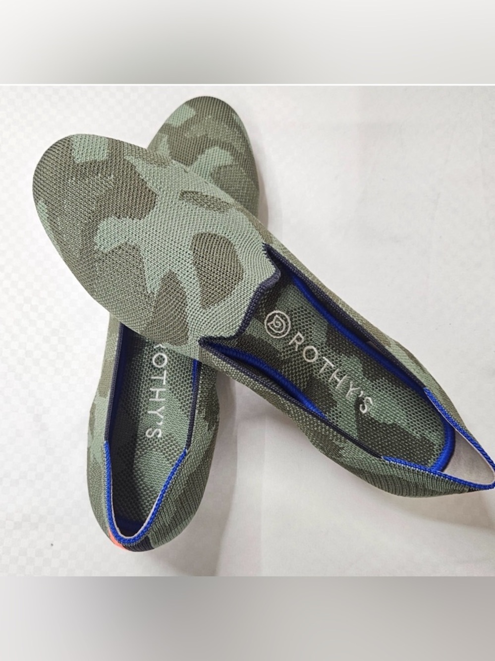 Rothy's loafer olive green Camouflage Slip-On Shoes flats knit washable Size 6.5 - Picture 3 of 10